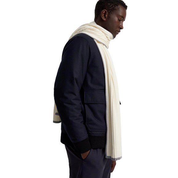 Theory Miles K0881724 Ivory Multi Off White Wool Men Women 1SZ Scarf - Picture 2 of 5